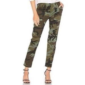 Nili Lotan Jenna Pants Green Camouflage Cropped Slim Fit Mid Rise Women Size 2